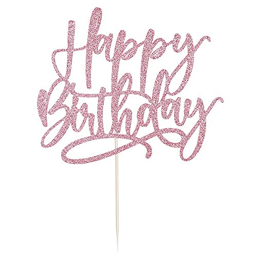Bejotaa Glitter Happy Birthday Cake Topper, Anniversary Celebration Party Decoration, Birthday Cake Party Decoration Supplies (Rose Gold) #TOP2
