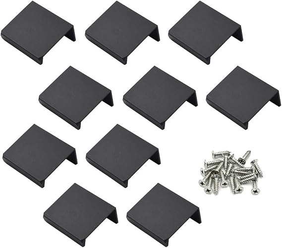 1.38 Inch Finger Pull 10Pcs, 0.63 Inch Hole Centers, Aluminum Alloy, Black