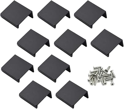 1.38 Inch Finger Pull 10Pcs, 0.63 Inch Hole Centers, Aluminum Alloy, Black