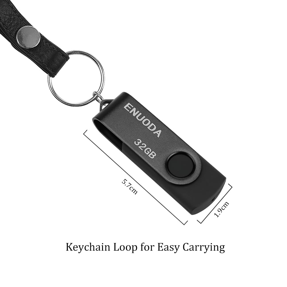 ENUODA Chiavetta USB 32GB 2 Pezzi Pennetta Girevole USB 2.0 Unità di Memoria Flash per Archiviazione Dati con Luce LED (Colore: Blu Nero)