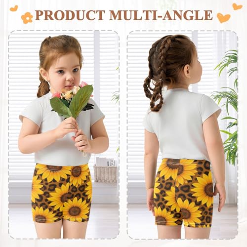 Joisal Yellow Sunflowers Brown Black Leopard Girls Biker Shorts Toddler Cotton Under Shorts for Dresses 4t Children4