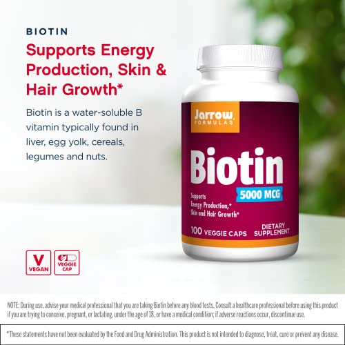 Jarrow Formulas Biotin 5000 mcg 100 cápsulas vegetales Apoya
