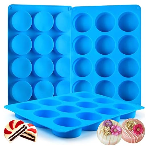 Sidosir 3Pcs Silicone Mold for Oreo Cookie Chocolate, 12-Cavity Round Cylinder Chocolate Cover Molds for Candy, Silicone Baking Molds for Mini Cakes, Jelly