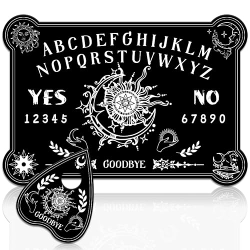 Tabla espiritista negra de madera con planchette 30x21cm miniatura 1