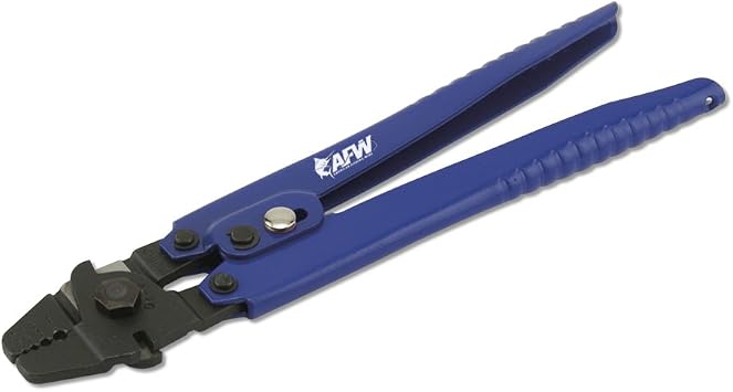 American Fishing Wire Econo Crimping Pliers Carbon Steel Crimp Tool with 4 Dies for Aluminum & Copper Sleeves (0.12.2mm OD) Built-In Side Cutters & Safety Lock