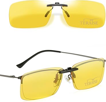 TERAISE Night driving glasses, Clip on Sunglasses Over Prescription Glasses