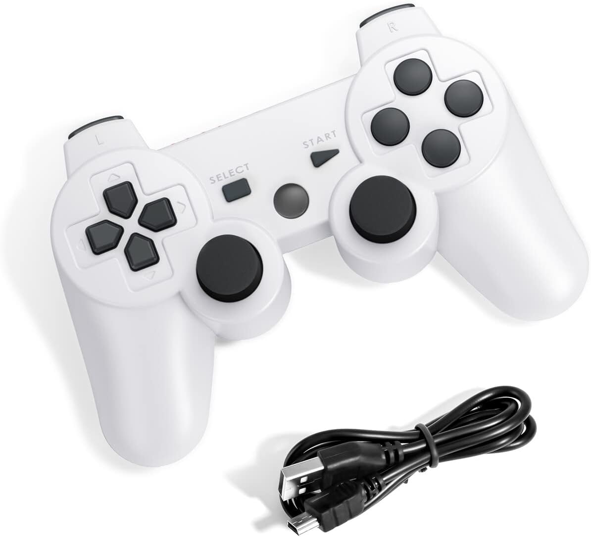 Ps3 コントローラー ワイヤレス ゲームパッド Bluetooth 振動機能 ワイヤレスコントローラー 白 単品