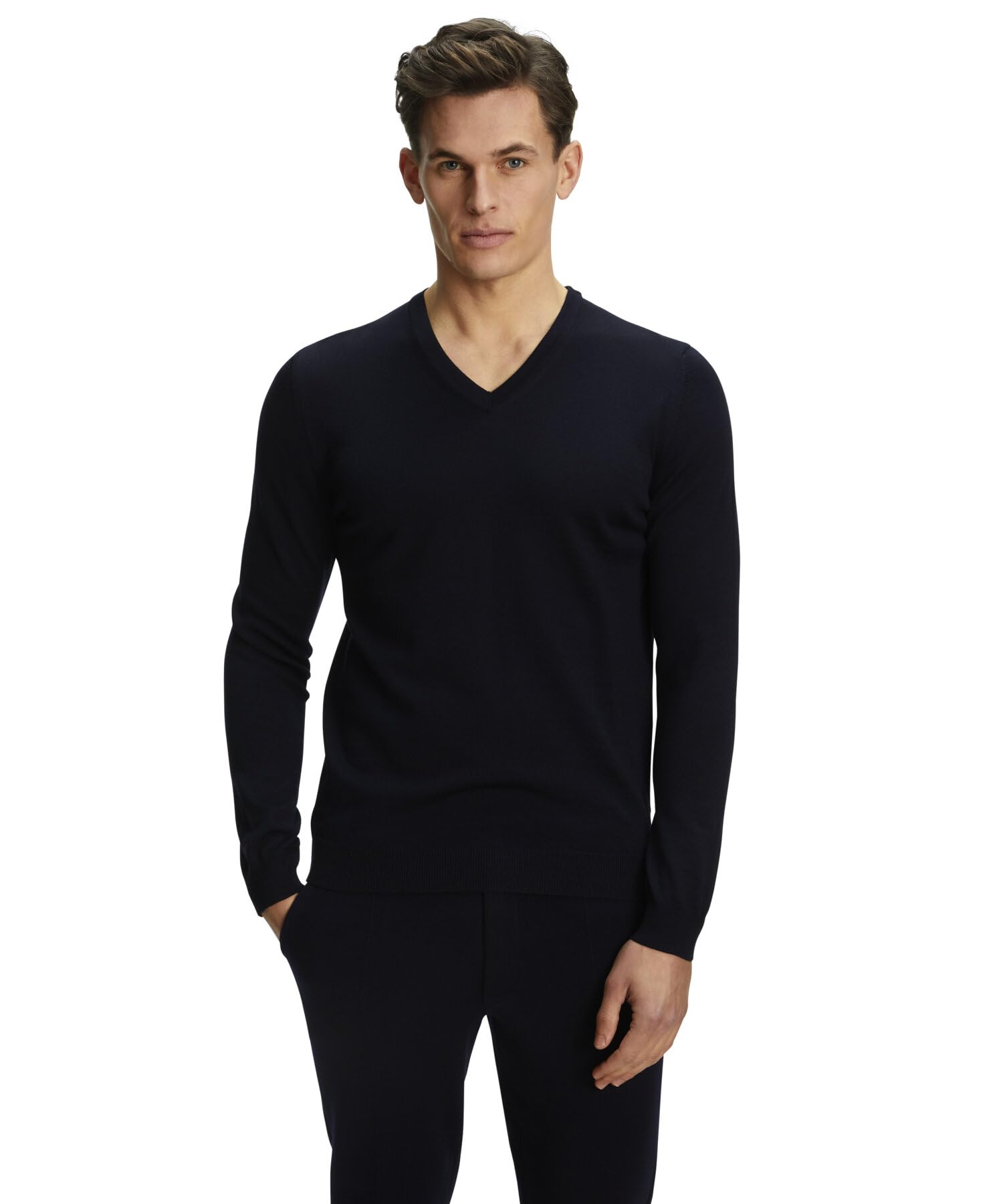 FALKE Herren Basic New Merino V-Neck Pullover elegant klassisch für Business und Freizeit mit V-Ausschnitt atmungsaktive klimaregulierende geruchshemmende Wolle 1 Stück | aus reiner, extrafeiner Merinowolle