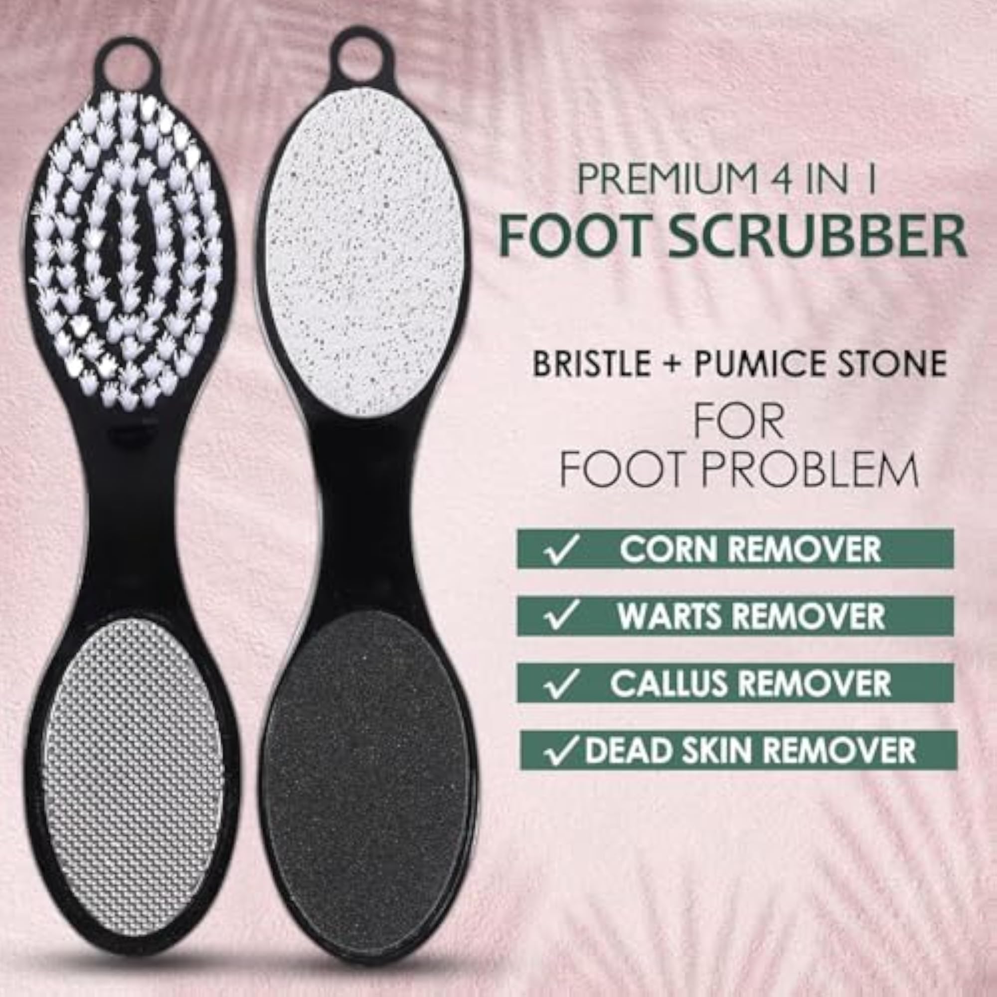 4 In 1 Foot Pedicure Brush with Pumice Stone and Scrubber