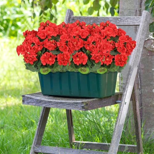 Artificial Flowers for Outdoors, 4 Pack Red Geraniums Silk Flowers UV Resistant No Fade Faux Flowers Geraniums Bush for Home Outdoor Garden Porch Window Vase Wedding Decor (Red) image 4