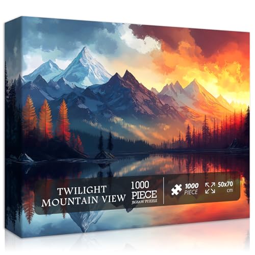 Mountain Puzzles for Adults 1000 Pieces, Nature Forest Landscape Art Jigsaw Puzzles Scenic Trees, Colorful Gradient Sunset Themed, Challenging for...