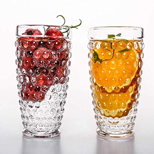 Everest Global Hobnail Highball Glasses Set Of 6, 13 Oz Old Fashioned Beverage Vintage Glassware Set For Milk Beer Soda Juice Whiskey Perfect For Dinner Table Parties Bars Restaurants (Crystal Clear) #TOP3
