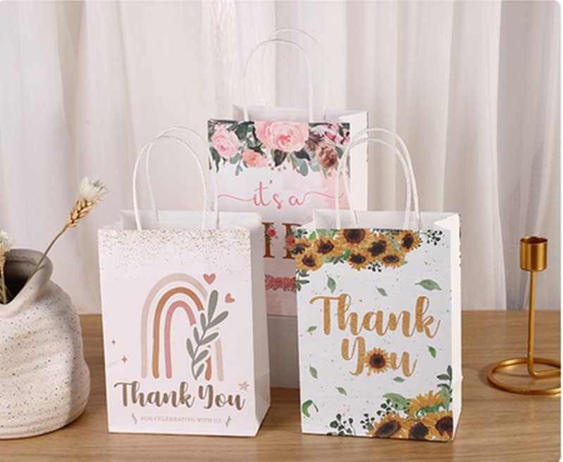 Miniatura 4 de JOSON Bolsa de regalo de papel de 15 piezas con diseño de flores de girasol con asa para baby shower, fiesta de vacaciones, boda, fiesta de