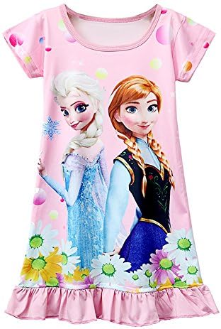 Girls Frozen Short Sleeve Dress Children's Cartoon Pajamas Pajamas 3-8y