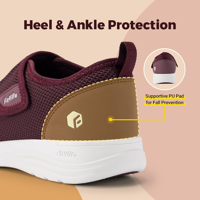 Image of FitVille Diabetic Shoes for Women Extra Wide Walking Shoes Slip-On Orthopedic Shoes with Adjustable Strap for Swollen Feet Neuropathy - EasyTop Wings V2