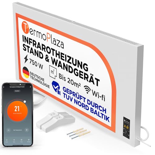 TermoPlaza WiFi Infrarotheizung mit Thermostat 750 W bis 20 m² | Intelligente Infrarot Wandheizung & Standgerät | Energiesparende Infrarot Elektroheizung & Konvektor Heizung für Zuhause und Badezimmer TermoPlaza WiFi Infrarotheizung mit Thermostat 750 W bis 20 m² | Intelligente Infrarot Wandheizung & Standgerät | Energiesparende Infrarot Elektroheizung & Konvektor Heizung für Zuhause und Badezimmer