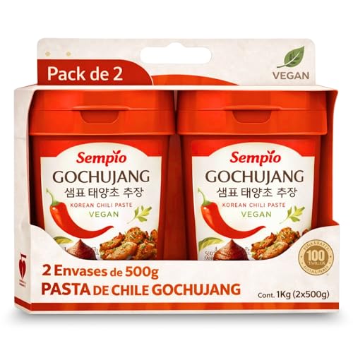 Pasta de chile Gochujang, Salsa Coreana de Guindilla y Arroz, Esencial para la cocina coreana, Ideal para preparar bibimbap, tteokbokki, marinadas para carnes o tofu, Contiene 2 botes de 500 gr