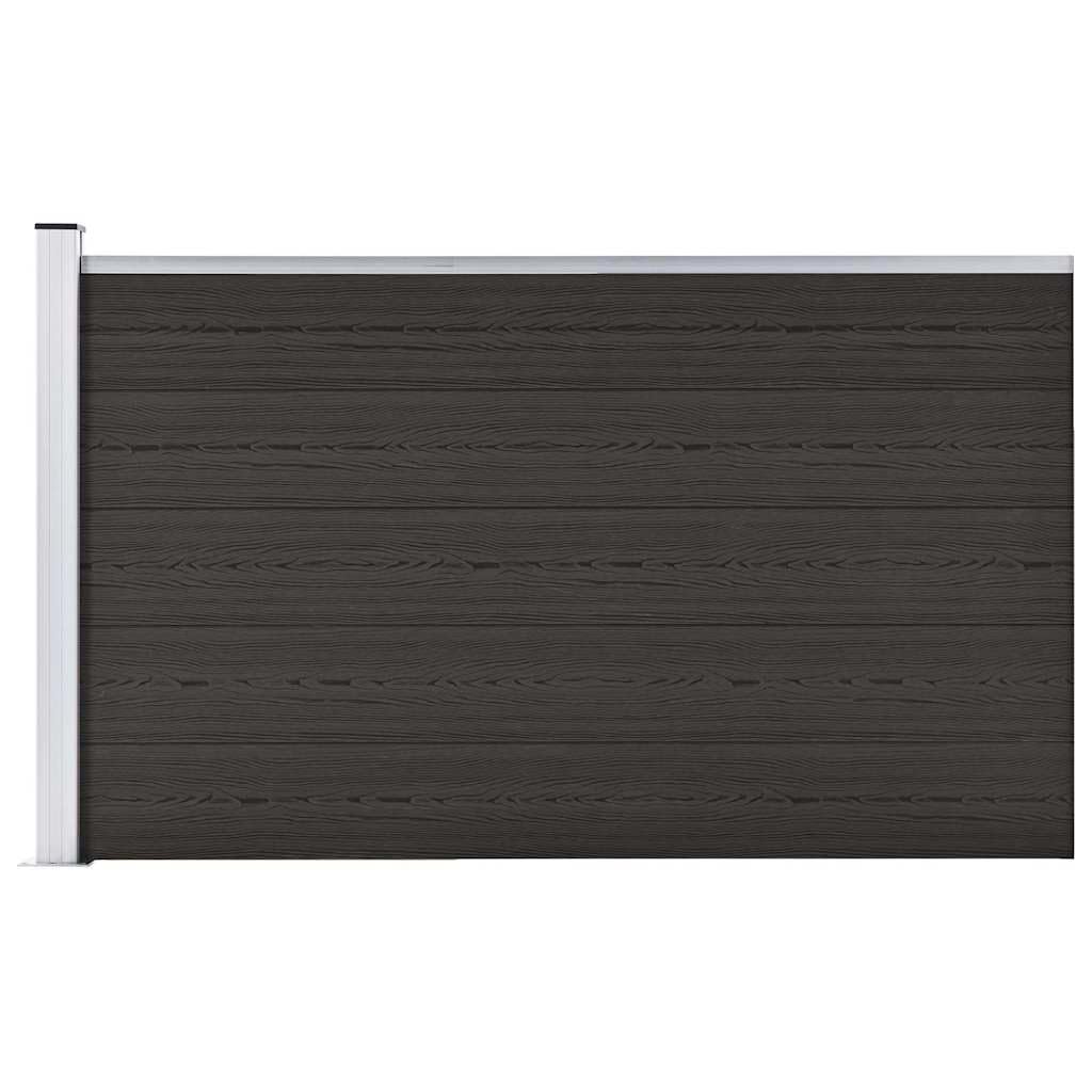 Zaunelement WPC 175x105 cm Schwarz als Gartenabgrenzung für Privatsphäre und Sicherheit, langlebiger Holz-Kunststoff-Verbundwerkstoff mit Holzmaserung und regulärem Aufdruck,