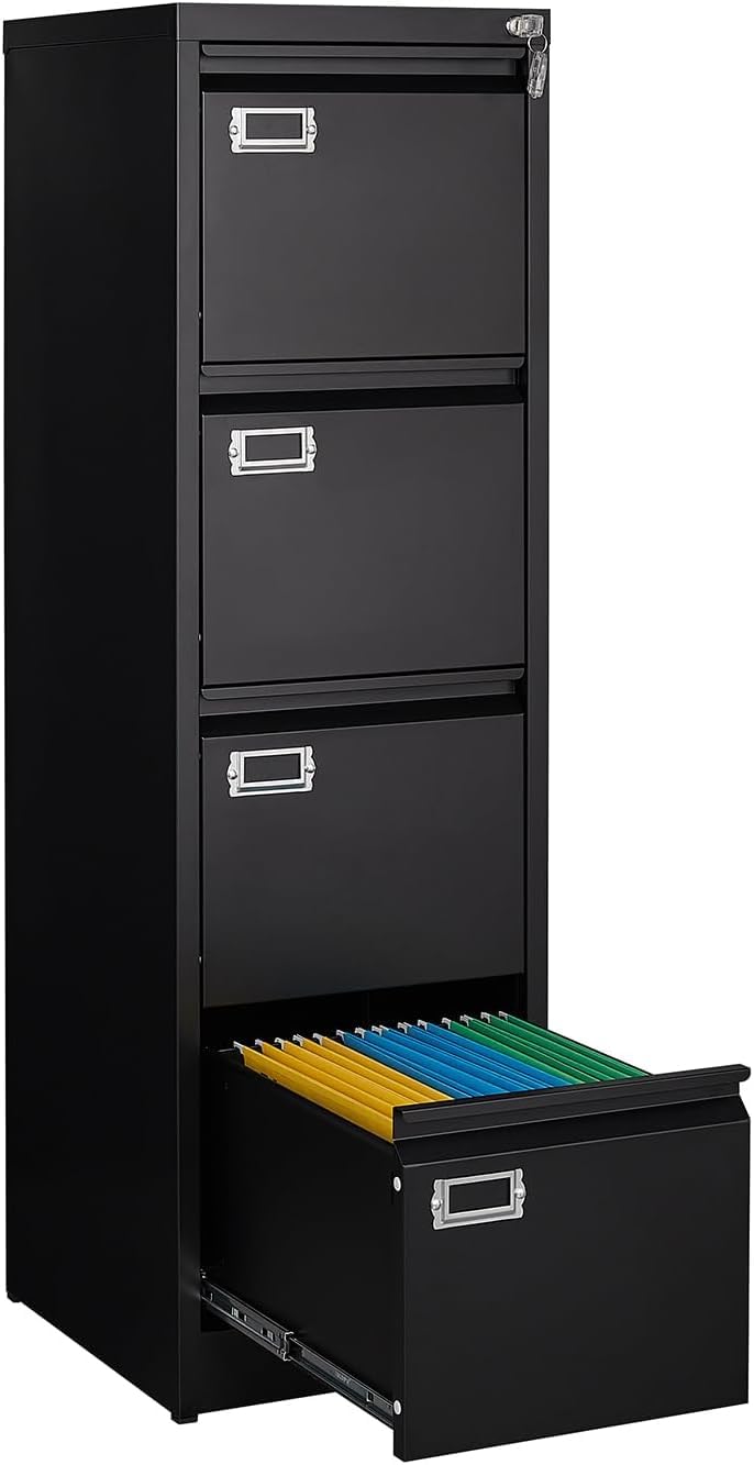 Sightlife Hängeregisterschrank, Aktenschrank Abschließbar mit 4 Schubladen Büroschrank Schubladenschrank Nicht für DIN A4 Metallschrank Ordnerschrank Stahlschrank Hängeregistraturschrank