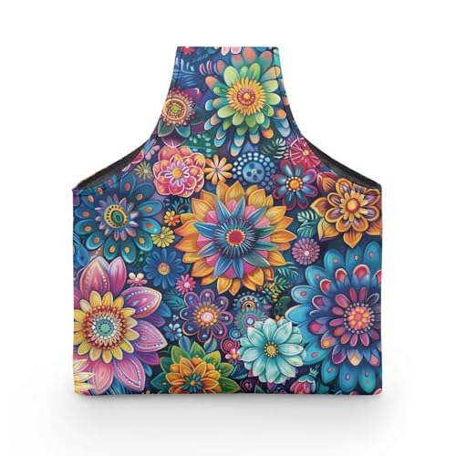 Image of ZUXONGSYBoho Colorful Floral Yarn Bag with Holes for Crochet Lightweight Yarn Storage Bag Organizer Portable Knitting Handbags and Totes Knitting Accessories