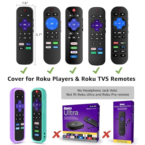 Image of 4 Pack Remote Cover for Roku, The Remote Case Compatible with Roku Voice Remote Official, Silicone Universal Protective Controller Sleeve for Roku TV Remote Glow in the Dark Yellow Purple Blue