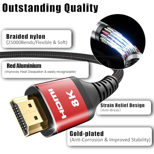 Cable HDMI 8K de 6 pies pack de 4 para consolas de última generación como PS5 4