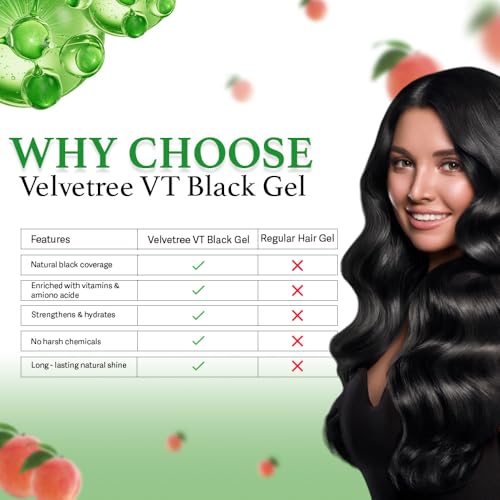 Image of VELVETREE Black Hair Styling Gel for Men and Women, Strong Hold Wet Look Hair Gel for Daily Styling, Non-Sticky Formula for Smooth and Defined Hairstyles, Suitable for All Hair Types, 500 ml x 2