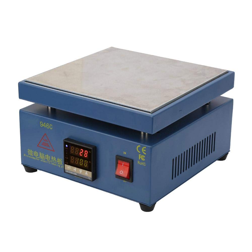 Chanme PCB Hot Plate, Electric Laboratory LCD Digital Display Aluminum Plate Soldering Preheat Station 500W for PCB Removing for Soldering Work(British standard 220v)