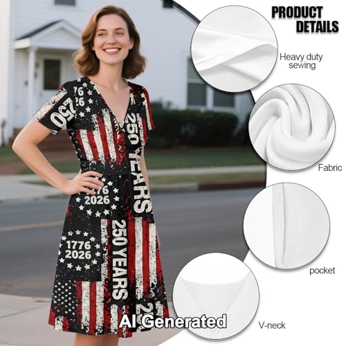 Image of Women's Summer Dresses Short Sleeve Formal Dresses with Pockets | Lightweight polyester fabric delivers cool airflow during hot summer outdoor activities
