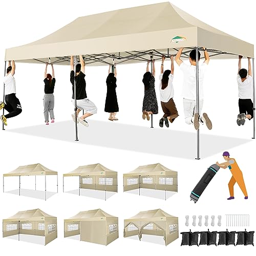 Cobizi CANOPY Tent With 6 Sidewalls Easy Up Commercial Outdoor Canopy Wedding Party Tents For Parties All Season Wind & Waterproof Gazebo cover