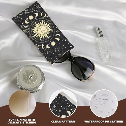 Image of Anikathy 2Pcs Sunglass Eyeglass Glasses Case Soft PU Leather with Cleaning Cloth Portable Glasses Pouch Bag for Men Women