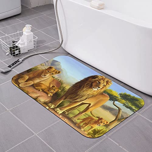 Tapis de bain lion imprimé antidérapant et absorbant pour douche - 2