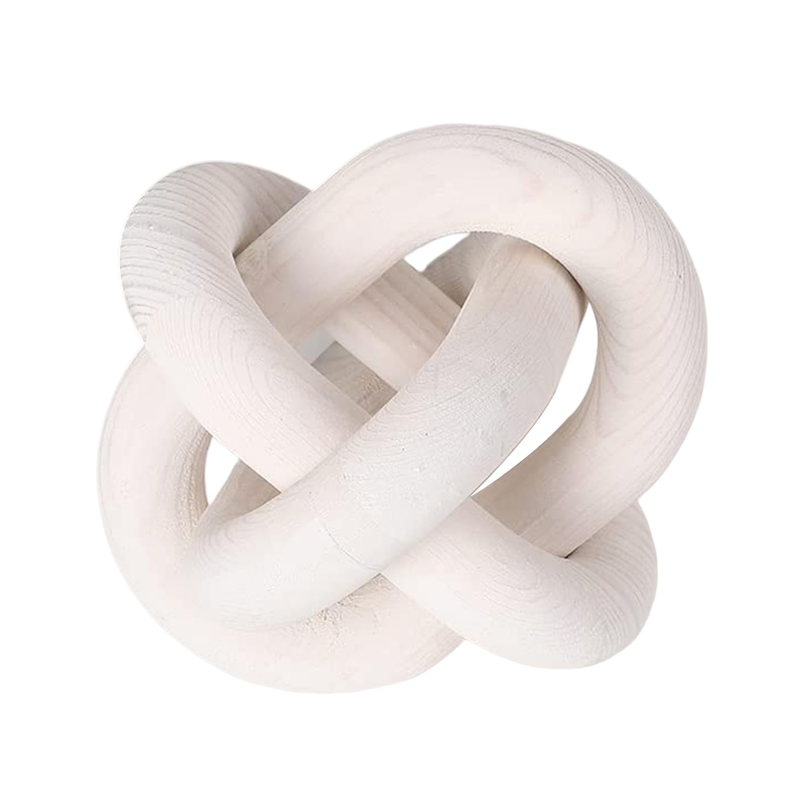 tinysiry 3-Link Wood Knot Decor, Rustic Farmhouse Decoration Object Wood Knot Ornament for Living Room Bedroom, Decorative Chain Knot Ornament for Tray Shelf Decor White