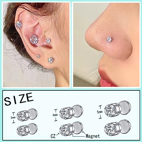 Fake Nose Ring Hoop Fake Nose Stud Magnetic Septum Nose Ring Stud Stainless Steel CZ Fake Nose Piercing Stud Faux Nose Ear Lip Cuffs Non Pierced Jewelry for Women Men2