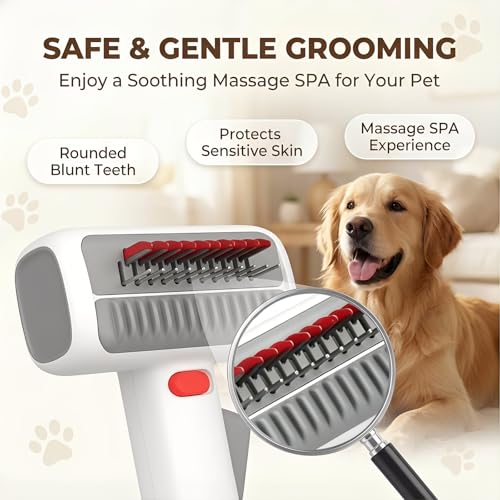 2-in-1 Pet Self-Detangling & Grooming Comb, Cat Brush Dog Brushes for Grooming, Dual-mode Dog Deshedding Brush for Dogs Cats, Cat Combs Pet Groomin-g Brus-h for Dematting, Undercoat Comb for Dogs Cats - Image 3