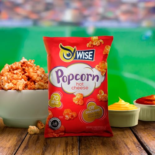 Wise Snacks Hot Cheese Popcorn 0.625 Ounce (42 Count), Air Popped Individual Snack Size Bags Healthy Popcorn Snacks, School and Halloween Snacks for Kids, Gluten Free