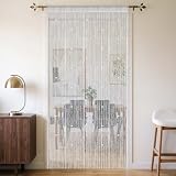Alaoo Perle Seilvorhang, Fadenvorhang, Fadengardine Türvorhang Insektenschutz, 100cm*200cm Perle Perlenvorhang, Waschbar, Kürzbar für Raumteiler dekorativer Schnurvorhang Balkon Terrass, Weiß