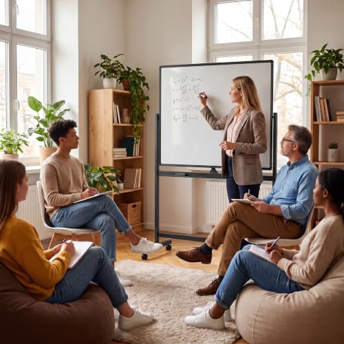 FinerFurnis Mobile Magnetic Dry Erase Whiteboard on Wheels with Stand - Double-Sided Rotating Rotate Board, Locking Casters, Easy-Clean Surface for Office/Training/Home - Black, 48"×36" - Image 6