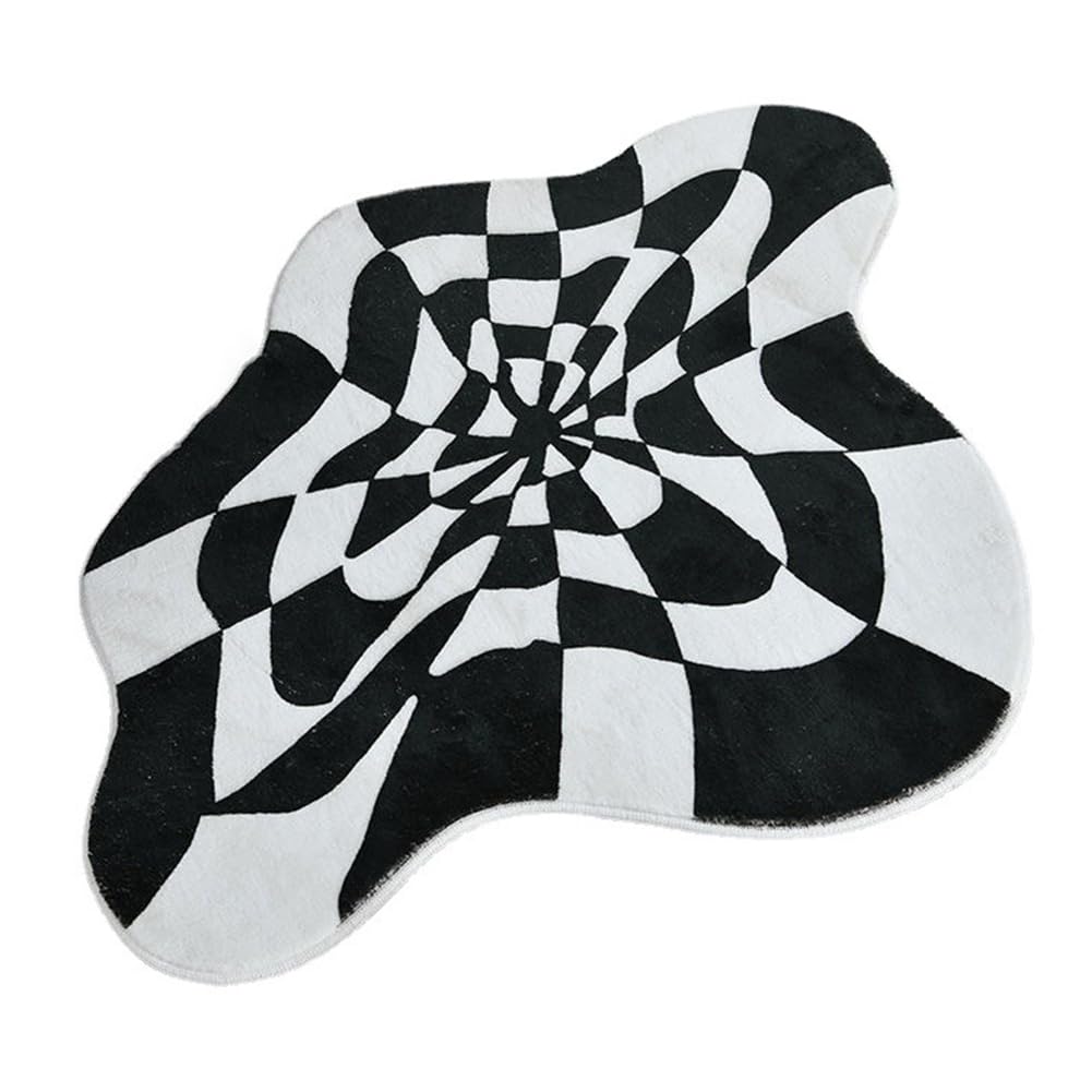 CTRLZS Flower Bath Mats Soft Plush Checkerboard Grids Soft Floral Bathroom Carpet Bedside Carpet Decor Anti Slip Floor Mat E