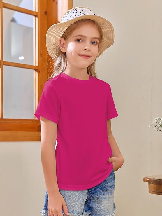 Haloumoning Camisetas de manga corta para niña, camisetas de verano, cuello redondo, informal, camisetas de gran tamaño