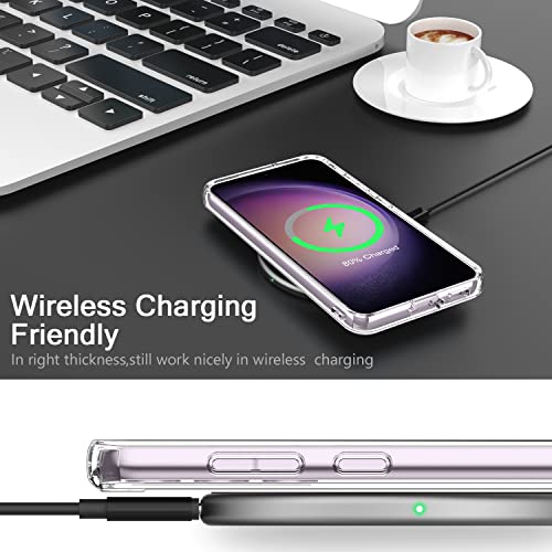 Bicol Samsung Galaxy S23 Plus Case With Clear Floral Designs Phone Cover For Women Girls, Stylish Slim Shockproof Tpu Bumper Flower Protective Phone Case For Galaxy S23 Plus 6.6 Inch, Purple Flowers #TOP5