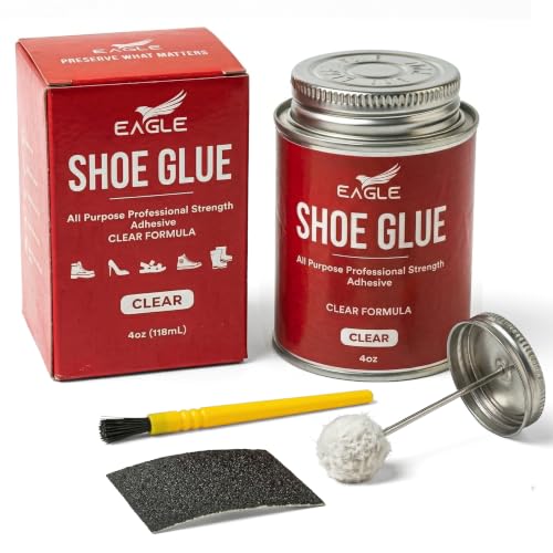 Eagle Shoe Cement – Heavy Duty Shoe Sole Glue for Repair – Strong Waterproof Shoe Adhesive for Sneakers, Boots, and Rubber Soles – Leather and Rubber Shoe Glue for Sole Repair (4 oz)