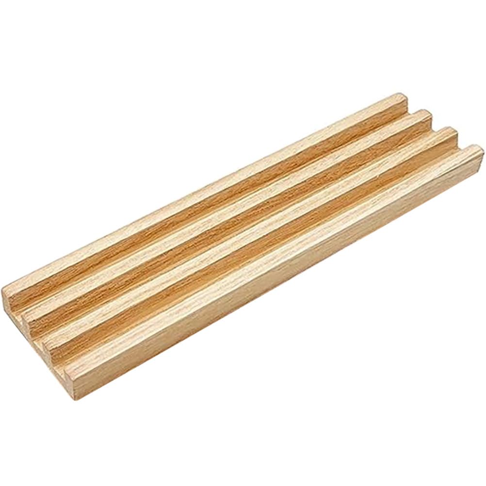BESTonZON Wooden Domino Holder & Rack - Anti-Slip Tray for Mexican Train & Family Board Games, Desktop Organizer for Tiles