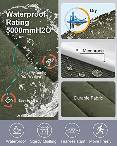 Creatmo Us Women's Plus Size Waterproof Winter Thicken Heavy Jacket Fleece Lined Puffer Snow Coat With Hood Army Green 1X #TOP3