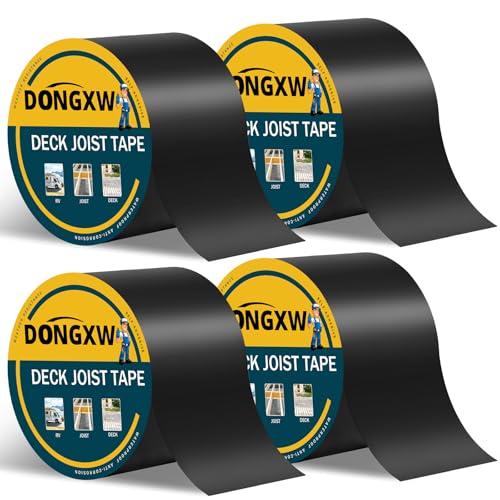 Image of Dongxw Joist Tape for Decking, 4 inch X 50' Waterproof Butyl Tape Deck Joist Flashing Tape for Joists and Beams 4 Rolls