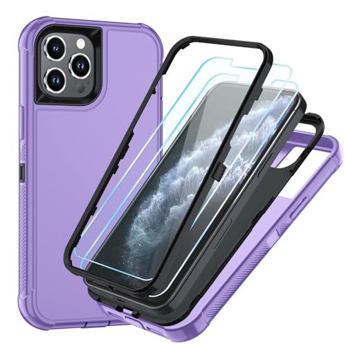 Image of SunStory Compatible with iPhone 11 Pro Case with HD Screen Protector, 3-Layer Heavy Duty Full-Body Cover,3 in 1 Hybrid Protective Case for iPhone 11 Pro 5.8 inch,Violet