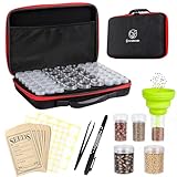 efuturetime 57 Slots Contenitore per Semi, Organizer per Semi con Cerniera, 20 Buste per Sem, Adesivi e Imbuti, Organizer per Diamond Painting Accessori Seme Perline, Pacchetti di Semi