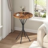 MAHANCRIS Bar Table, Round High Top Pub Table, 36.2'' Tall Cocktail Table, Metal Frame, Industrial Style, for Small Space, Bistro, Cafe, Banquet, Restaurant, Rustic Brown and Black BTHR12701