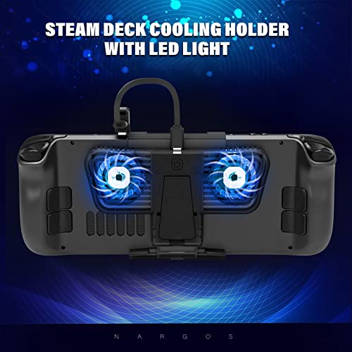 Steam Deck Cooling Fan Holder Stand with LED Light - Compatible with Steam Deck/ Switch/ OLED, Efficient Cooling System - Thumbnail 2