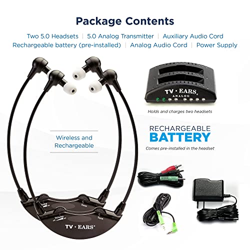 Tv Ears Analog Only Dual Original Wireless Headset System: Tv Hearing Aid Devices, Hearing Assistance, Tv Listening Headphones For Seniors And Hard Of Hearing, Voice Clarifying, Dr Recommended-70443 #TOP5